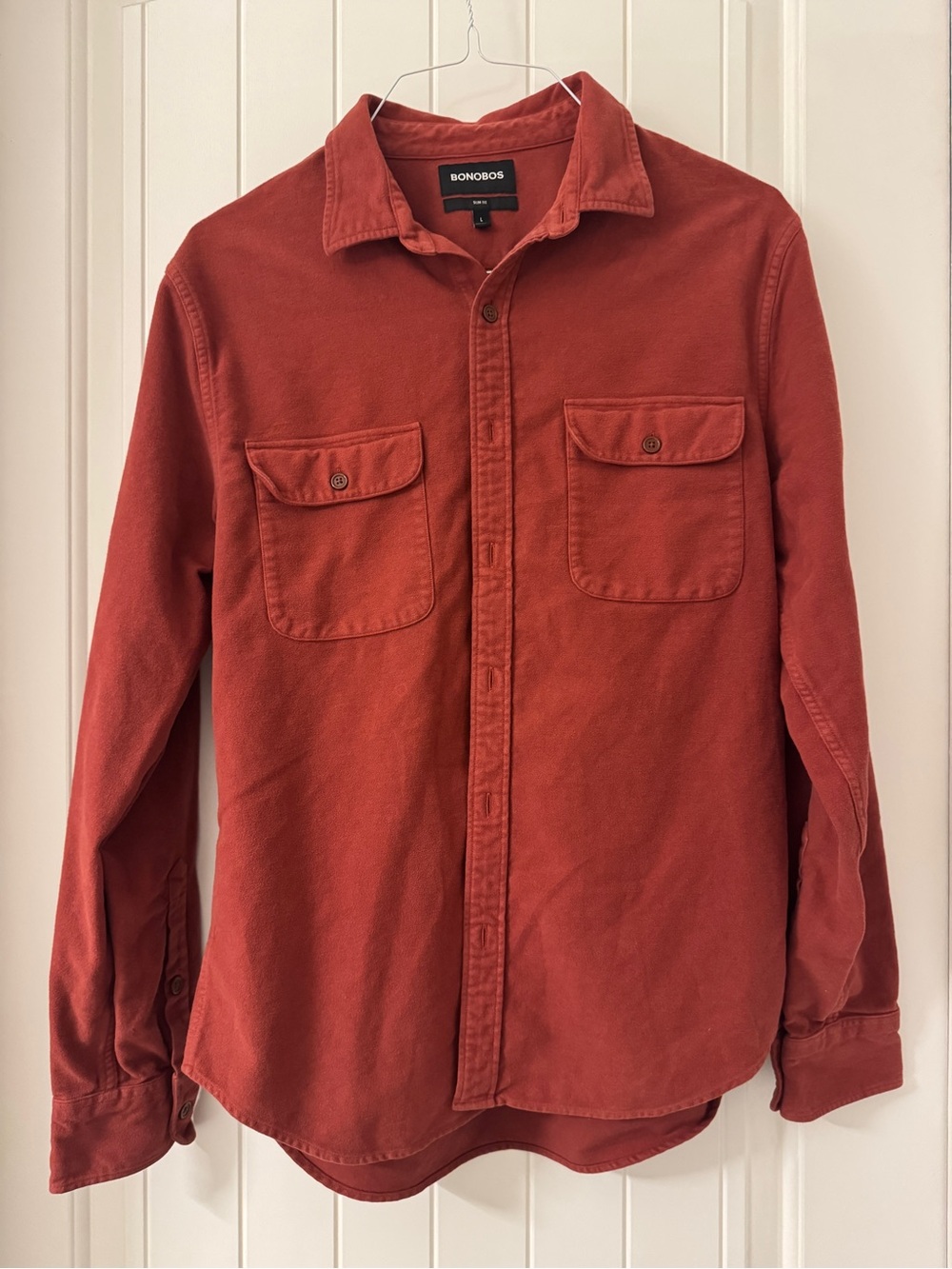 Bonobos Men’s Brick Red Button-Up Shirt - Large - Slim Fit